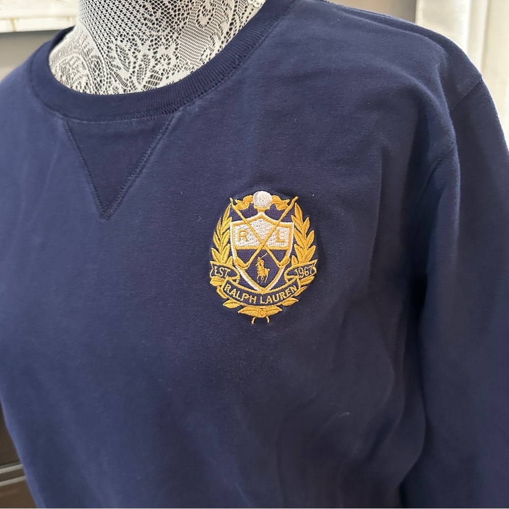 Ralph Lauren Navy Sweatshirt with Gold Emblem - Picture 3 of 15